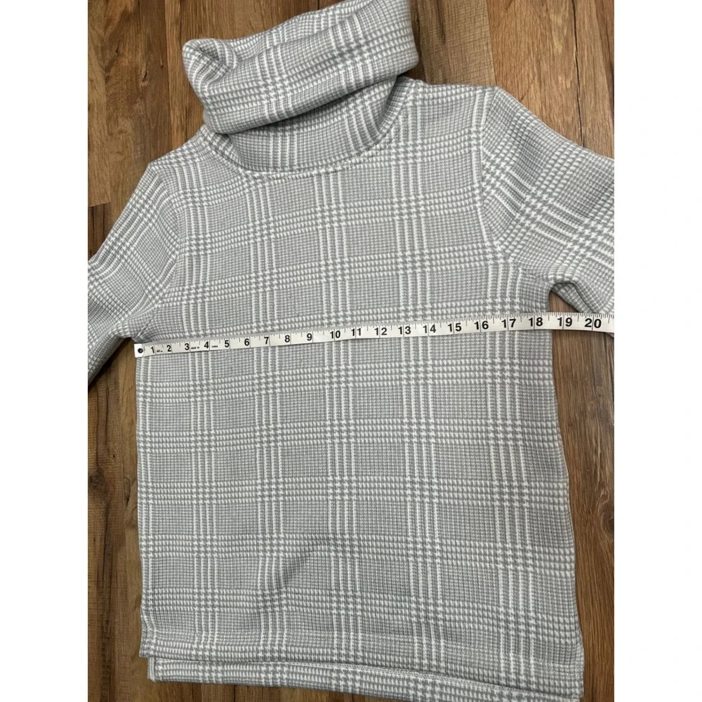 J.Crew Mock Neck Gray Plaid Pullover Sweater Top Women’s‎ Size S